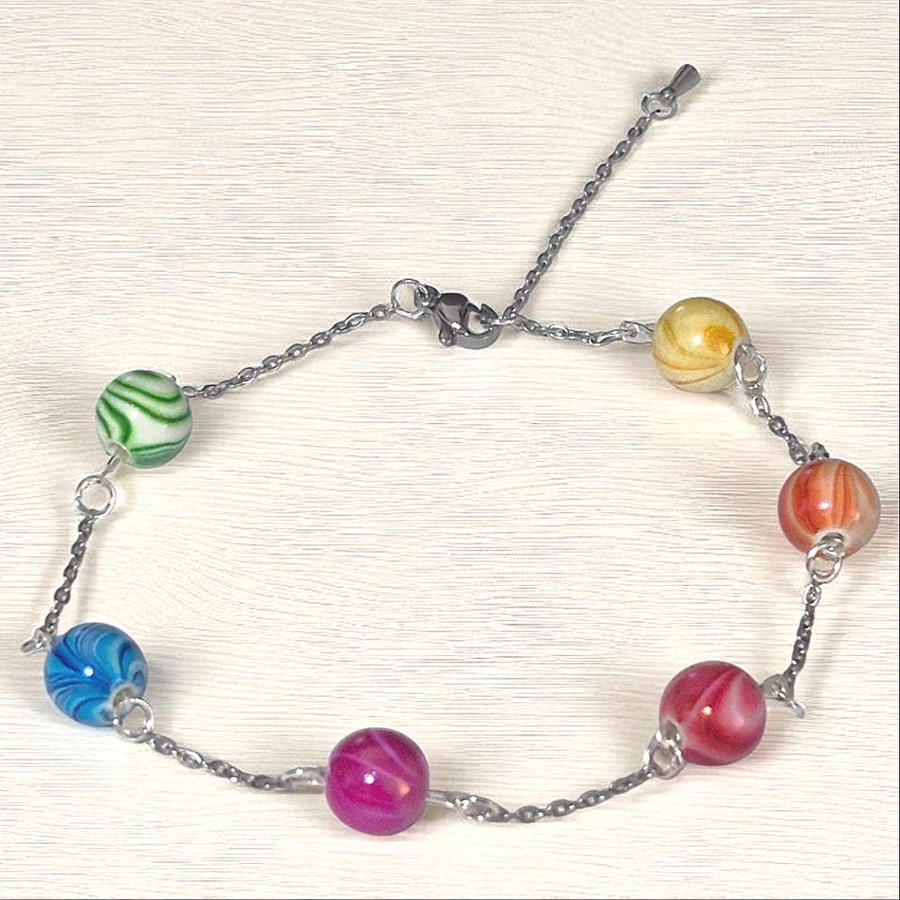 Handcrafted Acrylic Bead Ankle Bracelet 9"-11"
